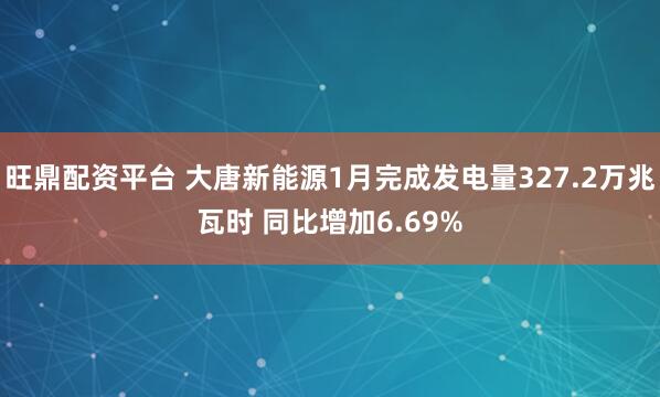旺鼎配资平台 大唐新能源1月完成发电量327.2万兆瓦时 同比增加6.69%